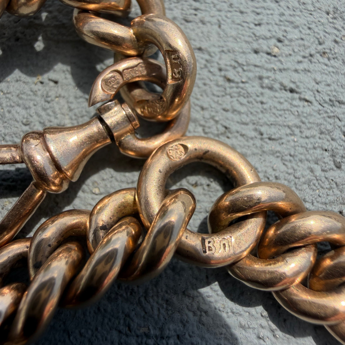Antique Russian Hallmarked Solid 14k Gold Heavyweight Watch Chain (13.15”)