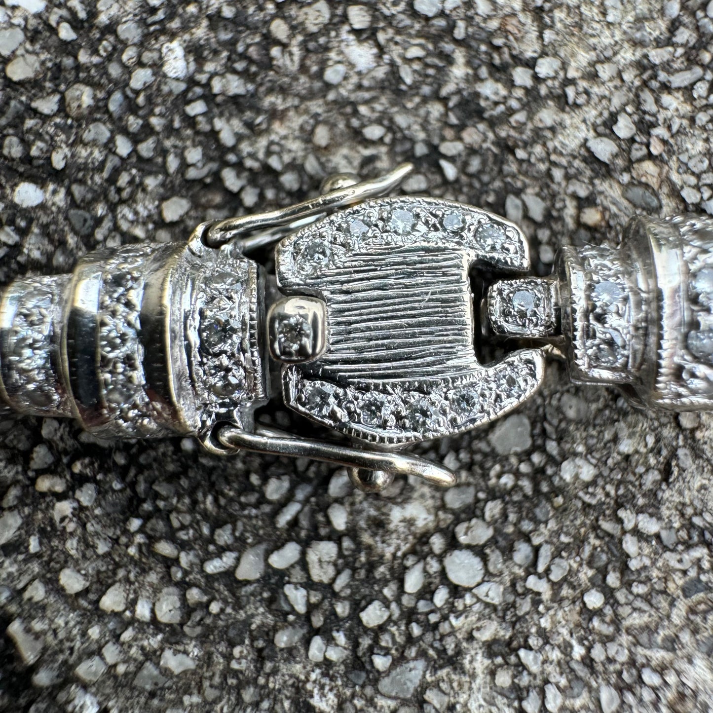 Vintage Solid 18k White Gold Handset 2.53CTW Natural Diamond Flooded Bracelet (7.35”)