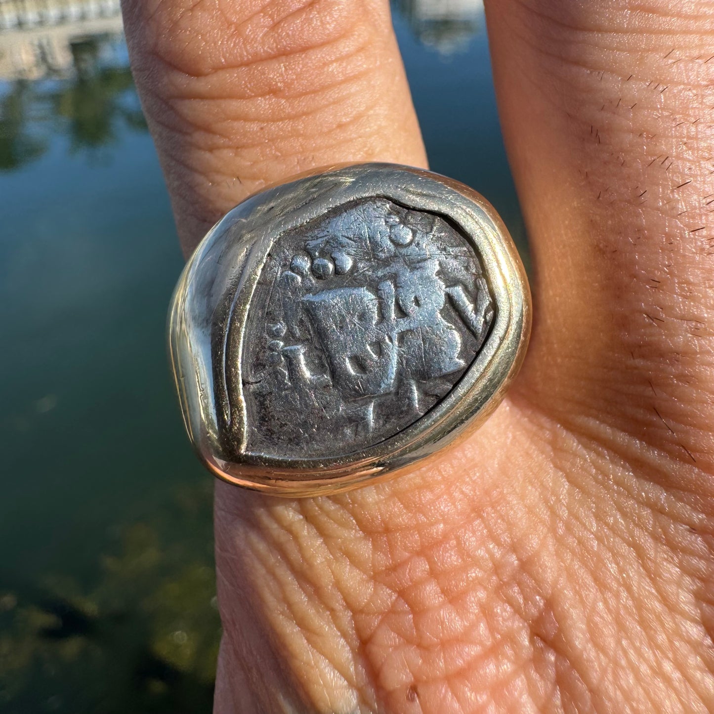 1670’s Spanish Cob 14k Yellow Gold Coin Ring (11.5)