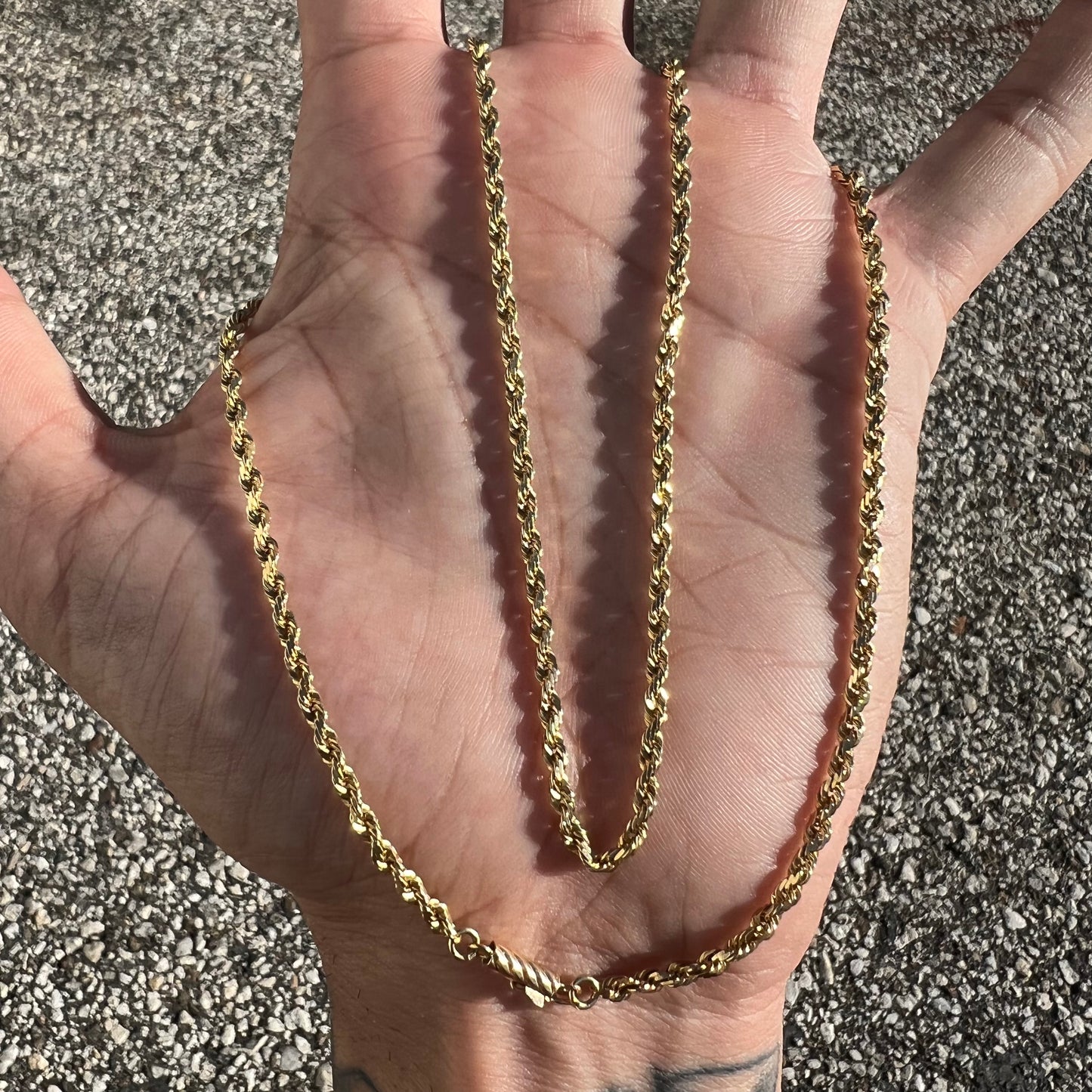 Vintage Solid 14k DiamondCut Rope Chain Necklace (21”)
