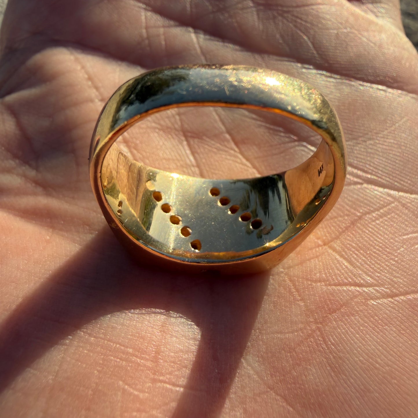 Vintage Solid 14k Yellow Gold .50ctw Natural Diamond Gold Bearing Quartz Signet Ring (13.5)