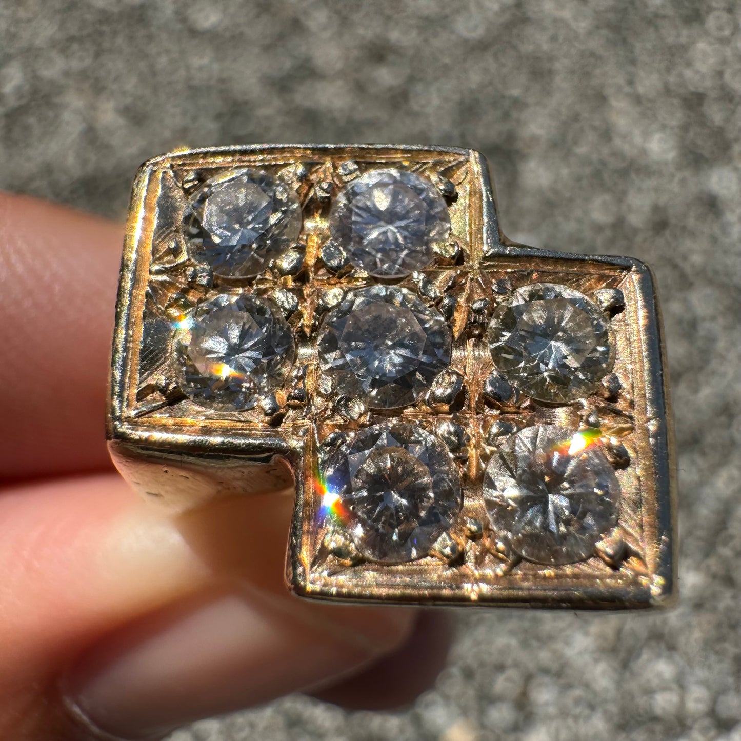 Custom Solid 14k Yellow Gold 1.5CTW Natural VS Diamond Dice Ring (8)