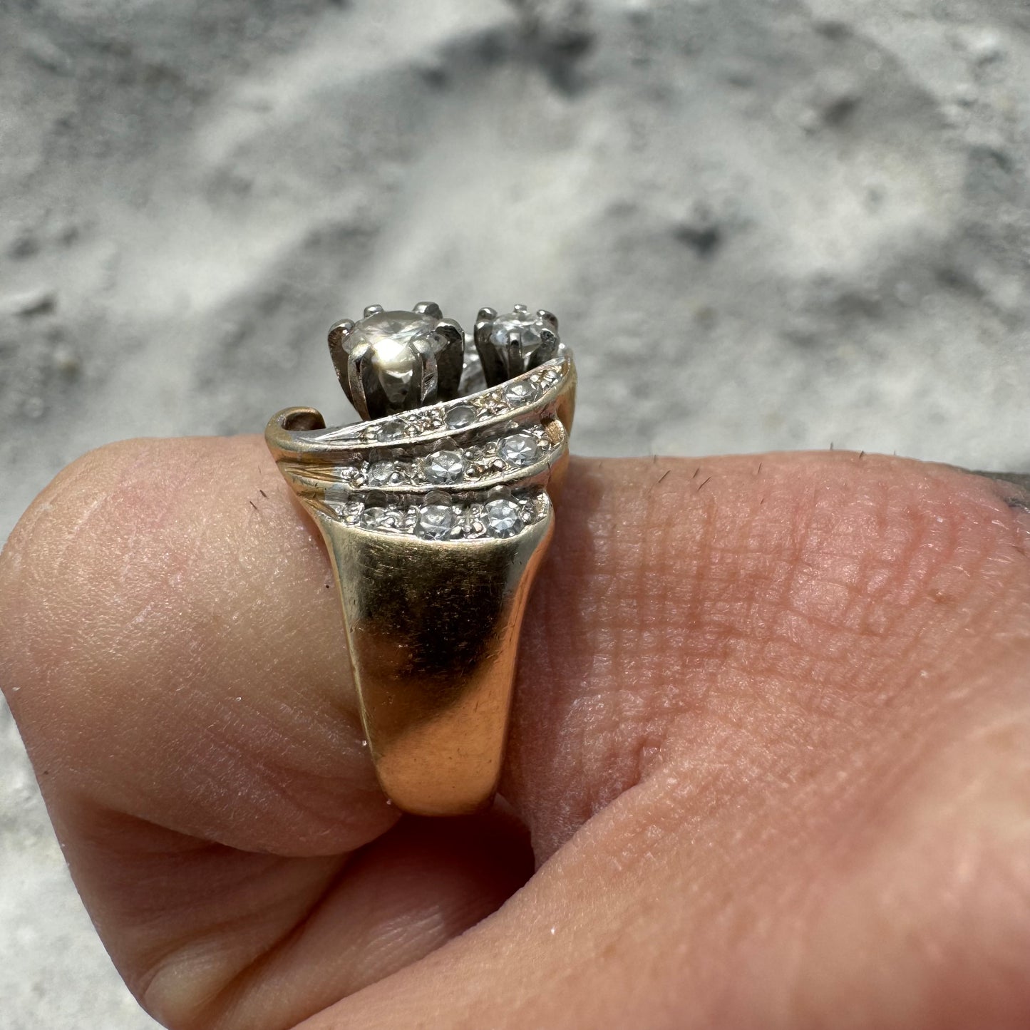1967 14k Yellow Gold 1.25CTW Natural Diamond Flooded Hand Wrought Ring By Stuller (6.5)