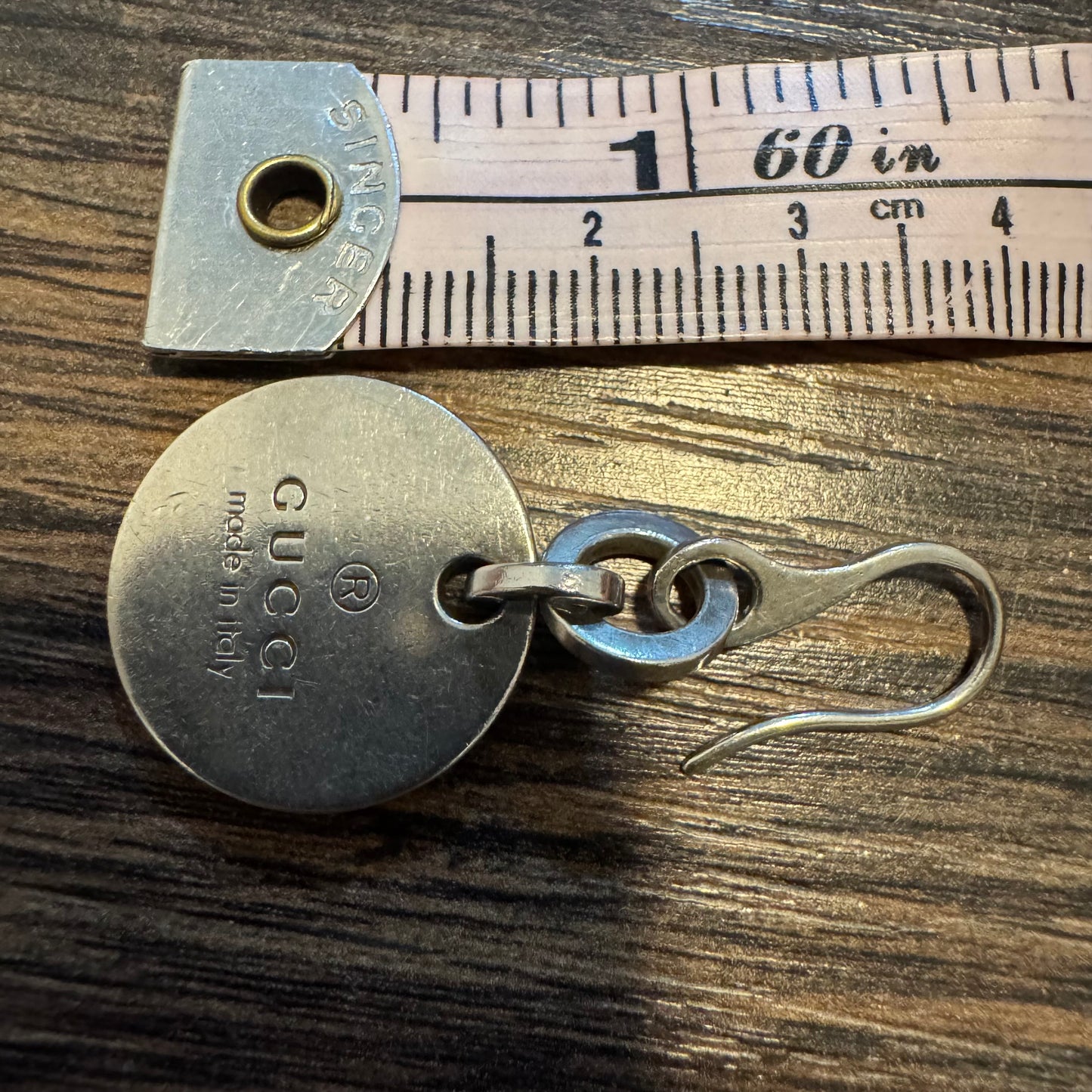 Gucci Solid Sterling/.925 Medallion Disc Monogram Dangle Drop Earrings