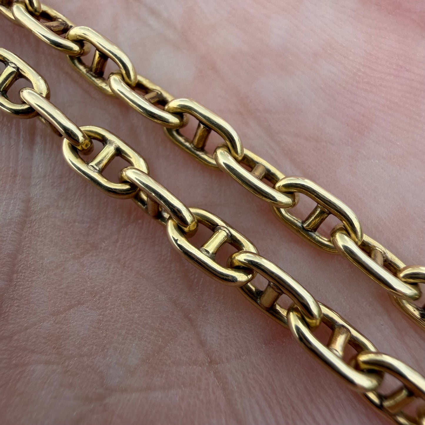 Vintage Balestra Solid 14k Yellow Italian Gold Classic Chaine D’ Ancre Mariner Link Necklace (21”)