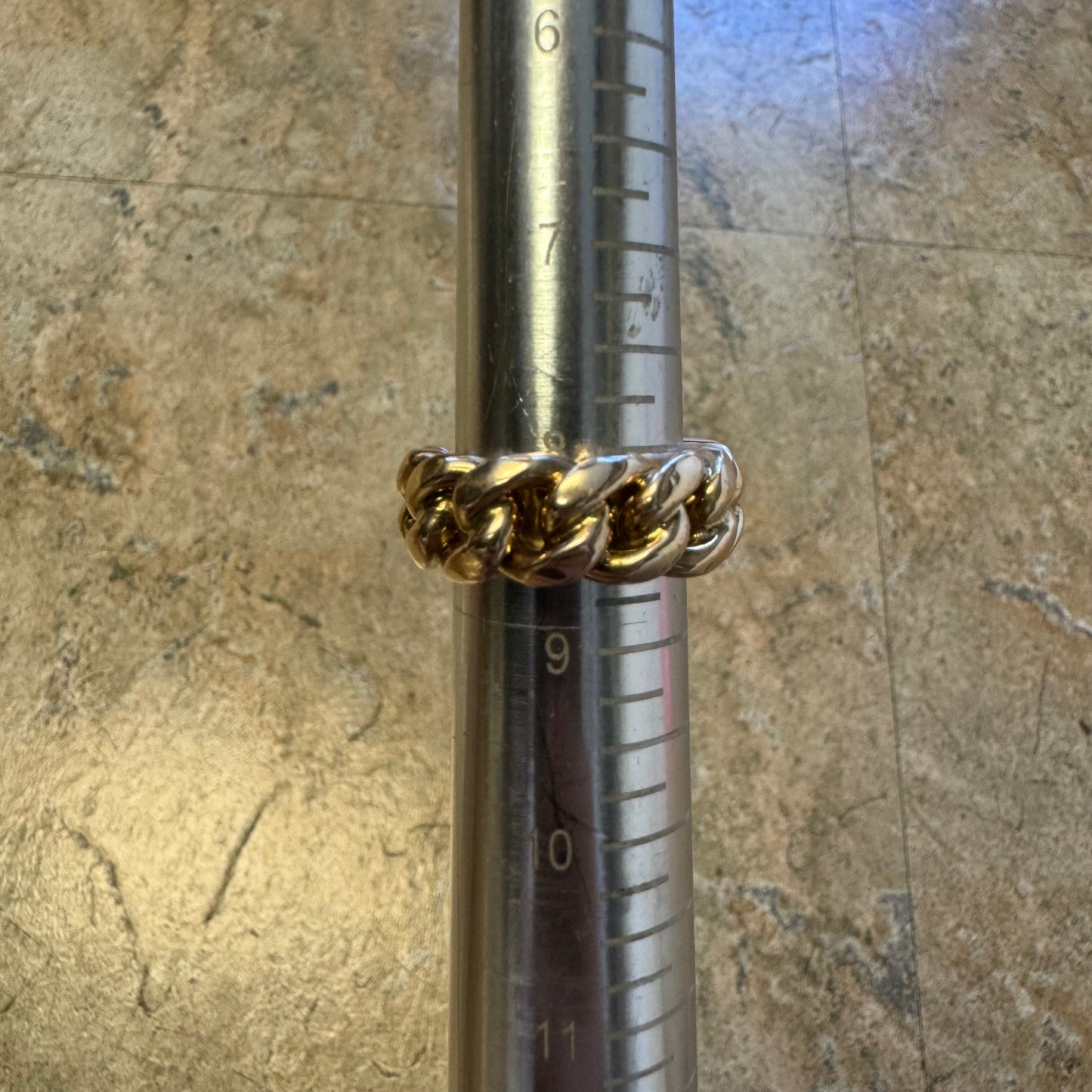 Immaculate Custom Solid 10k Yellow Gold Heavyweight Chunky Miami Cuban Link Ring (8.25)