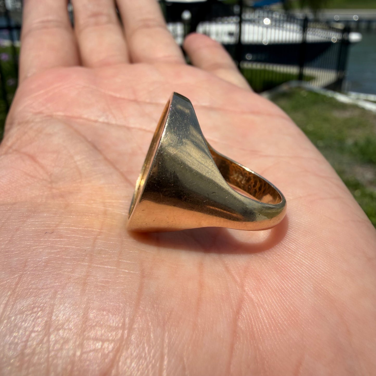 Vintage Bezel Set Solid 14k Yellow Gold 1887 $5 Liberty Coin Ring