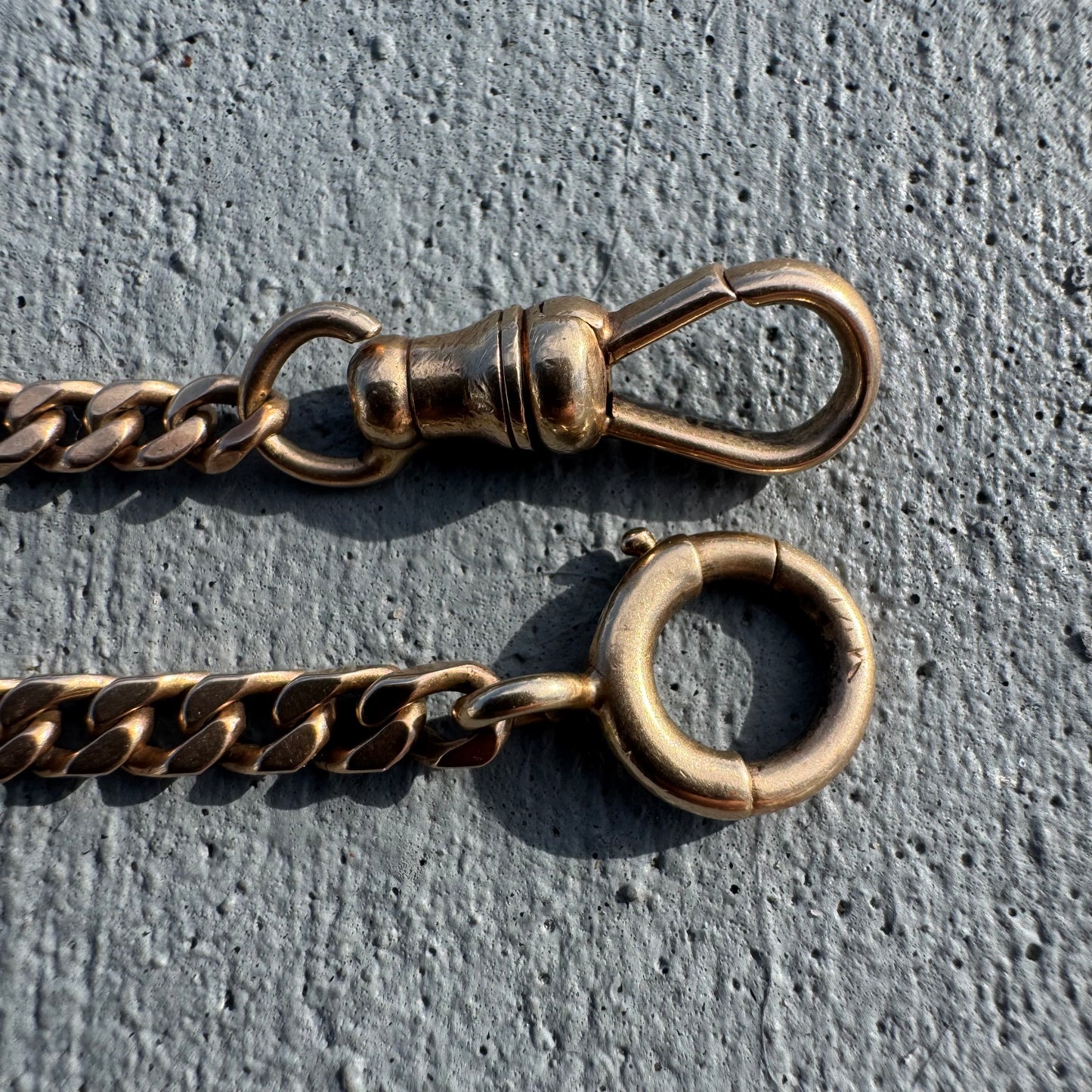 Antique Solid 14k Yellow Gold Cuban Curb Link Watch Chain Necklace (18”)