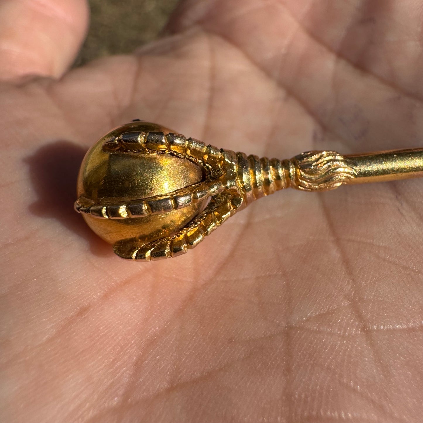 Mid 1800’s Solid 19k Yellow Gold Natural Old Mine Cut Diamond Eagle Claw Club Pendant