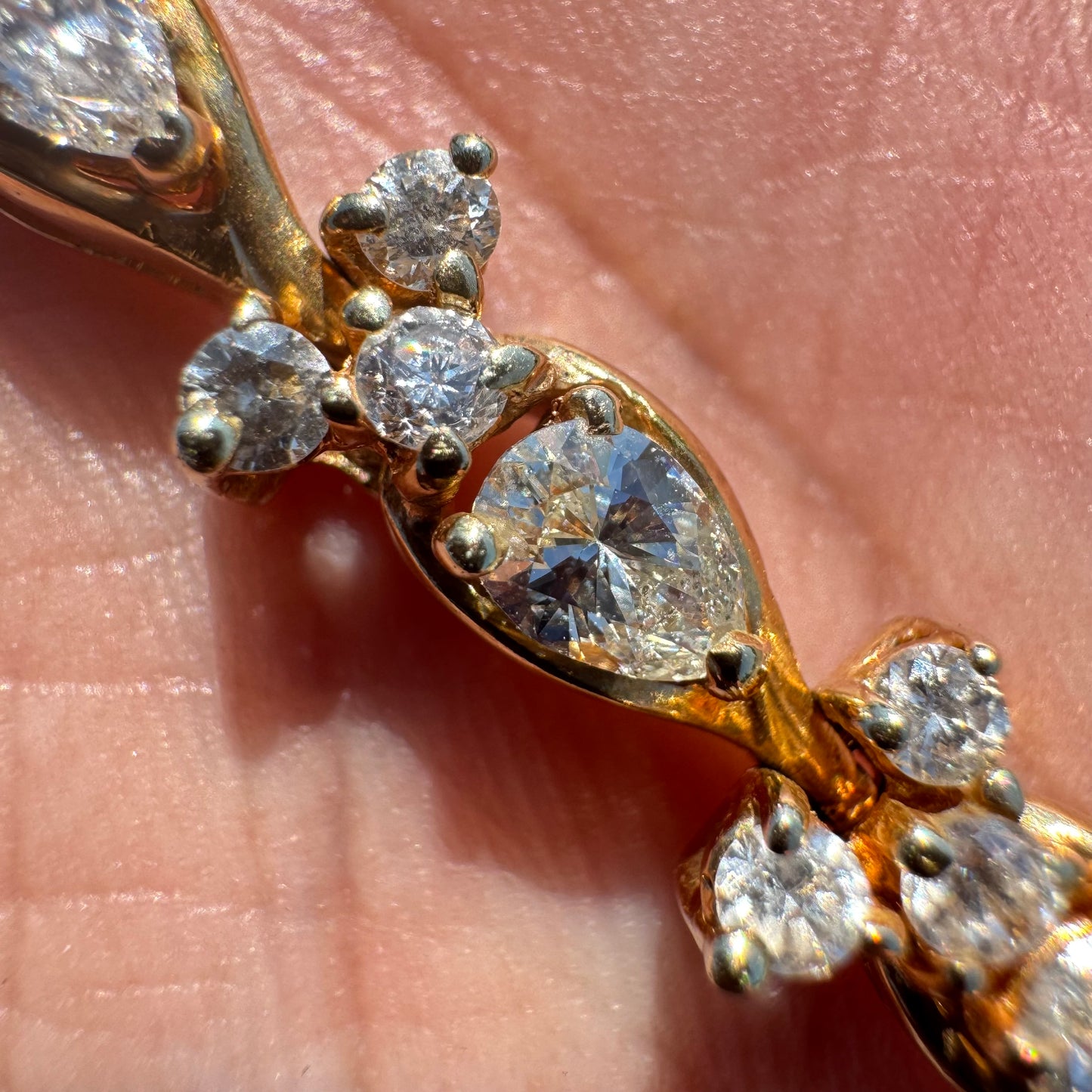 Vintage Solid 14k Yellow Gold 6.0ctw Natural Diamond Bracelet (7”)