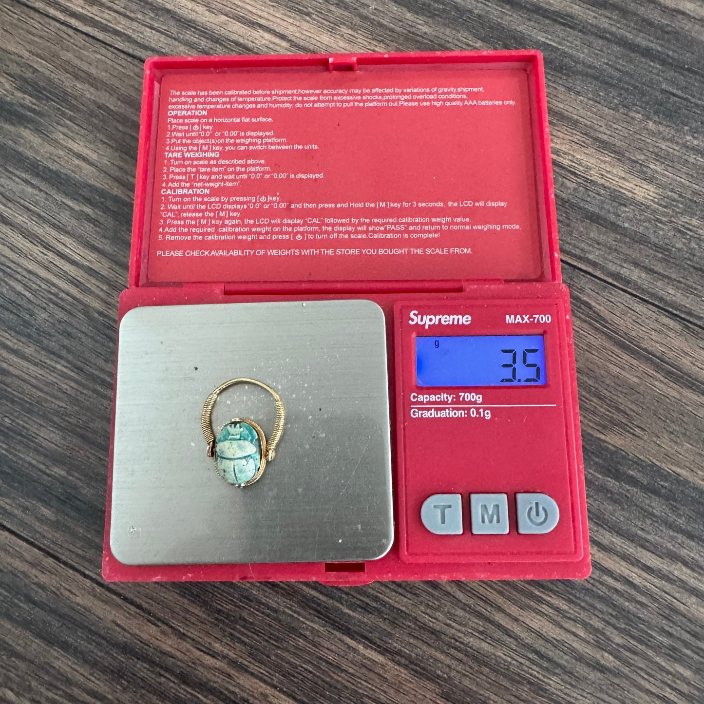 Antique 18k Yellow Gold Ancient Egyptian Faience Carved Scarab Flip Ring (4.25)