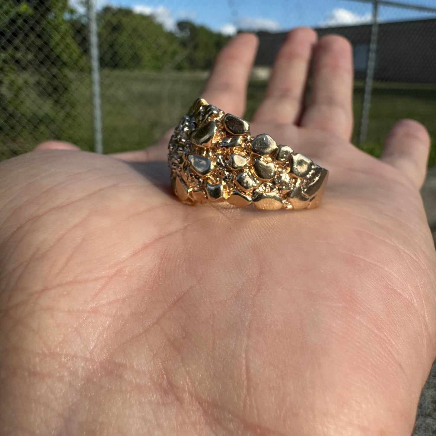 1970’s Solid 14k Yellow Gold .50ctw Natural Diamond Kentucky Cluster Nugget Ring (12.75)