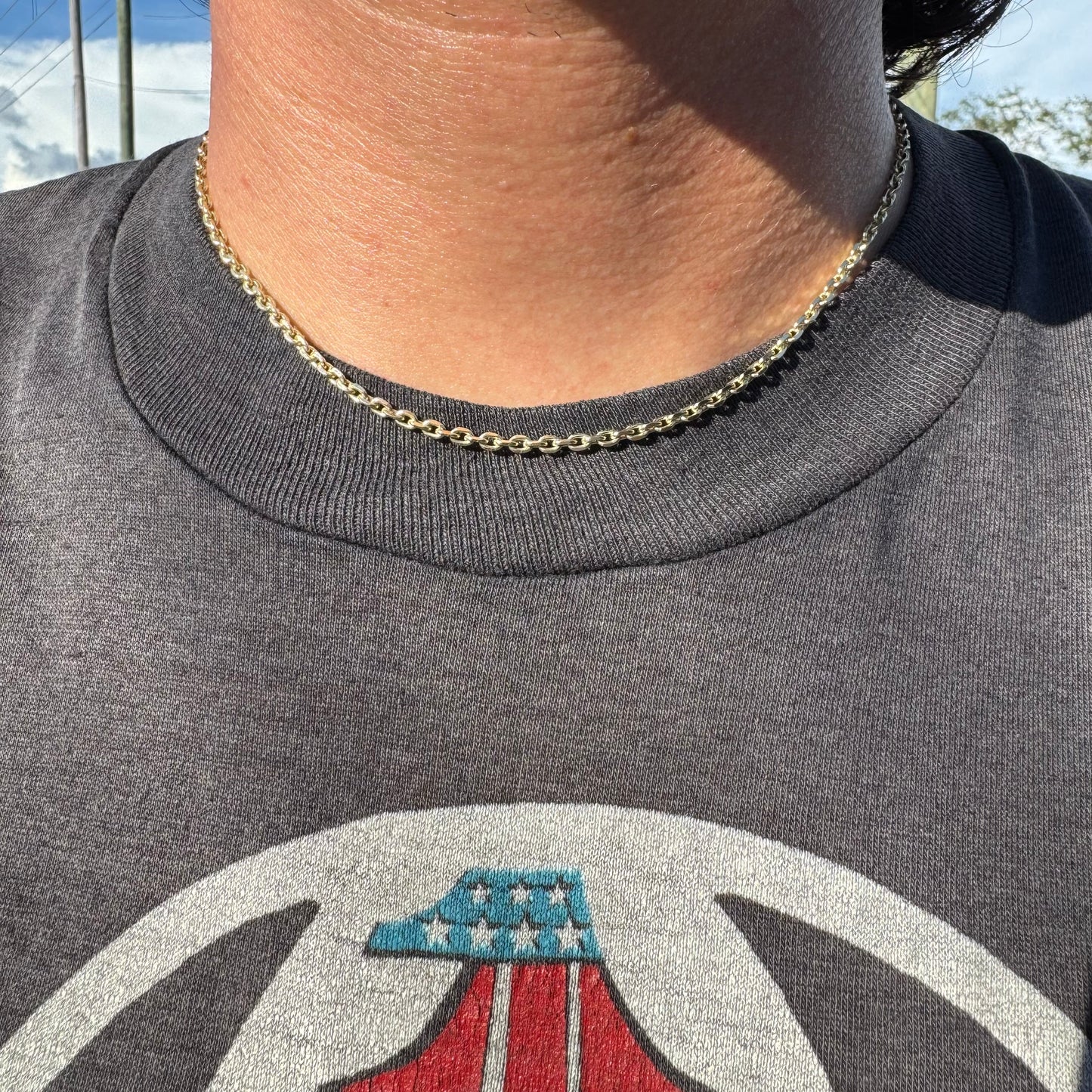 Brand New Solid 14k Yellow Gold Knife Edged “Biker Chain” Anchor Link Necklace (16”)