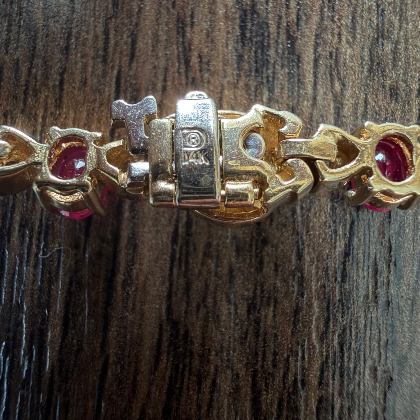 Vintage Solid 14k Yellow Gold Heavyweight 2.75ctw Natural Ruby And Diamond Bracelet (7.25”)