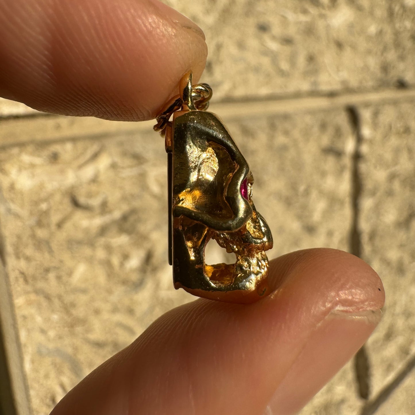 Custom 18k Yellow Gold Reaper Deaths Head Skull Pendant