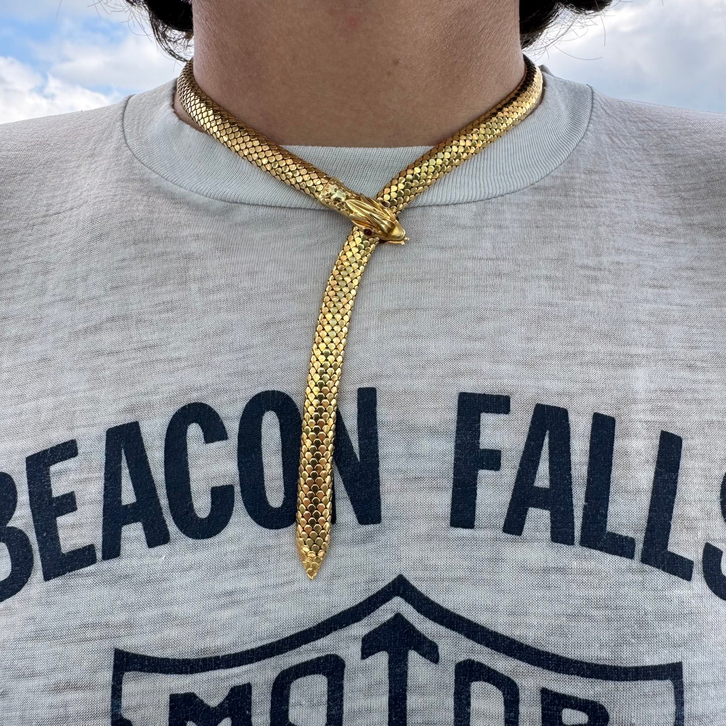 Circa 1940’s Italian Designer 18k Yellow Gold Snake Necklace (20.5”)