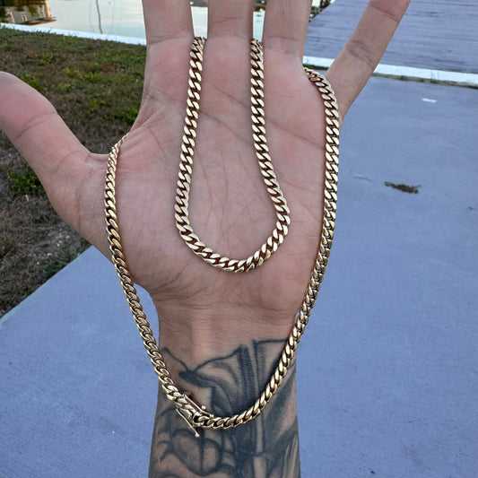Vintage Solid 14k Yellow Gold Heavyweight Miami Cuban Link Necklace (25”)