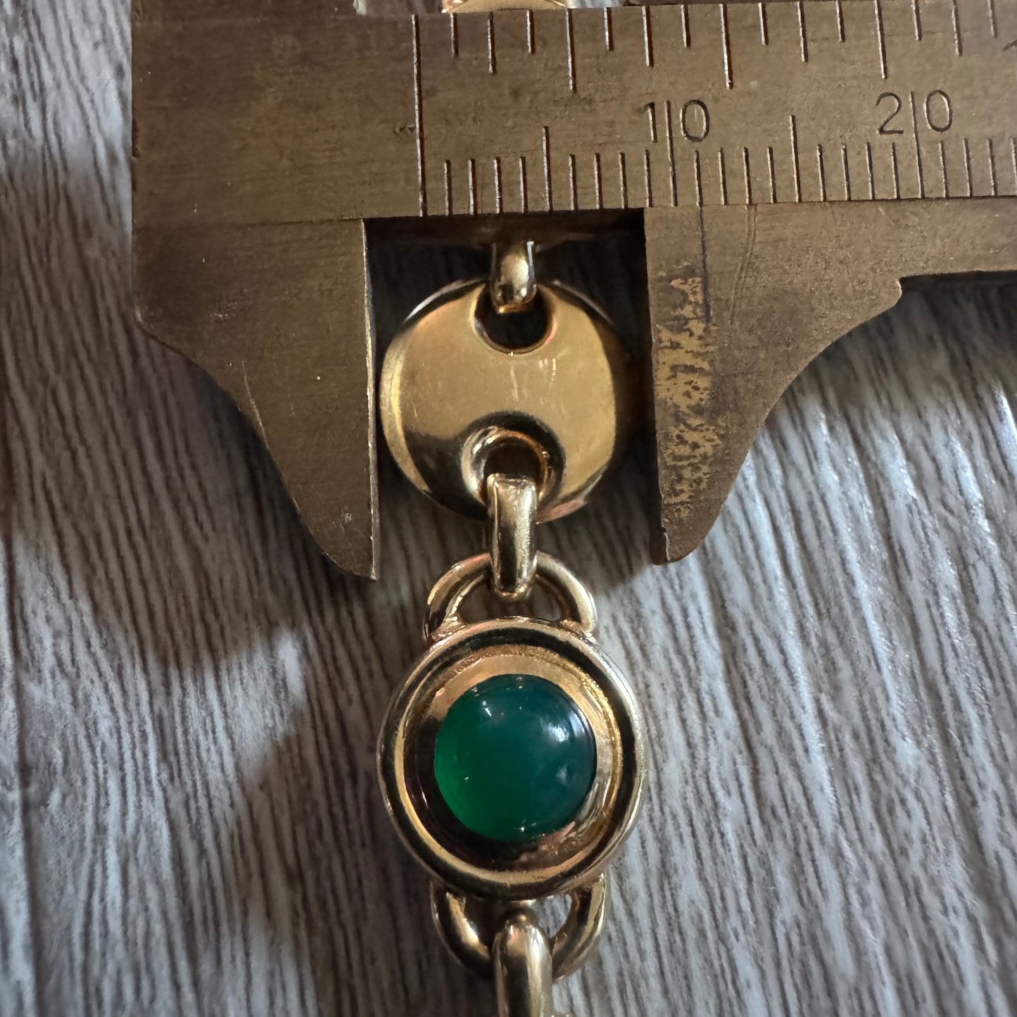 Vintage Solid 14k Italian Yellow Gold Bezel Set Multi Stone Heavyweight Puffed Gucci Bracelet (7.5”)