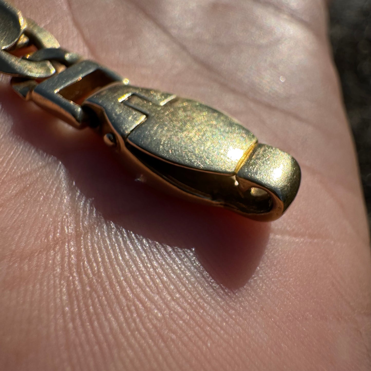 Vintage Solid 14k Yellow Italian Gold Heavyweight Intricate Tigers Eye Link Bracelet (8”)