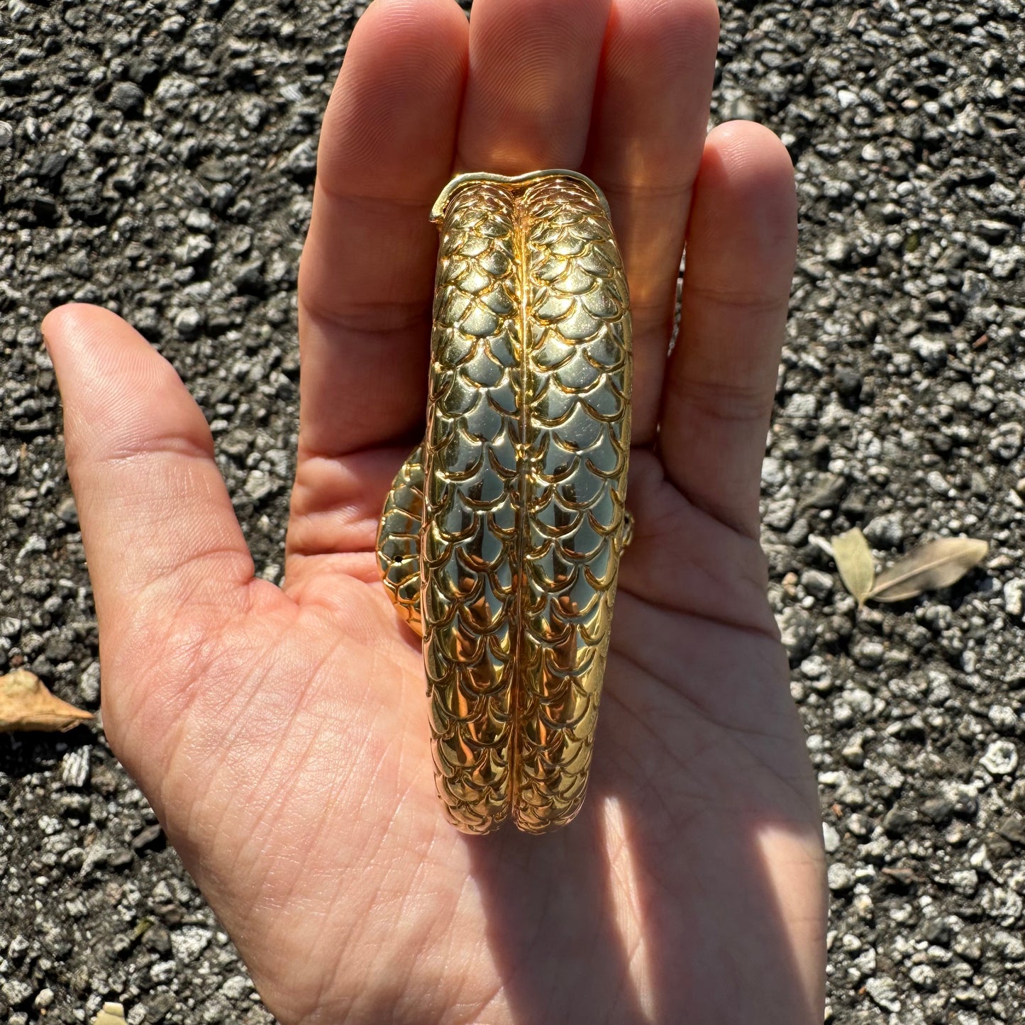 Vintage 14k Yellow Italian Gold Large Menacing Snake Bracelet (7”-8”)