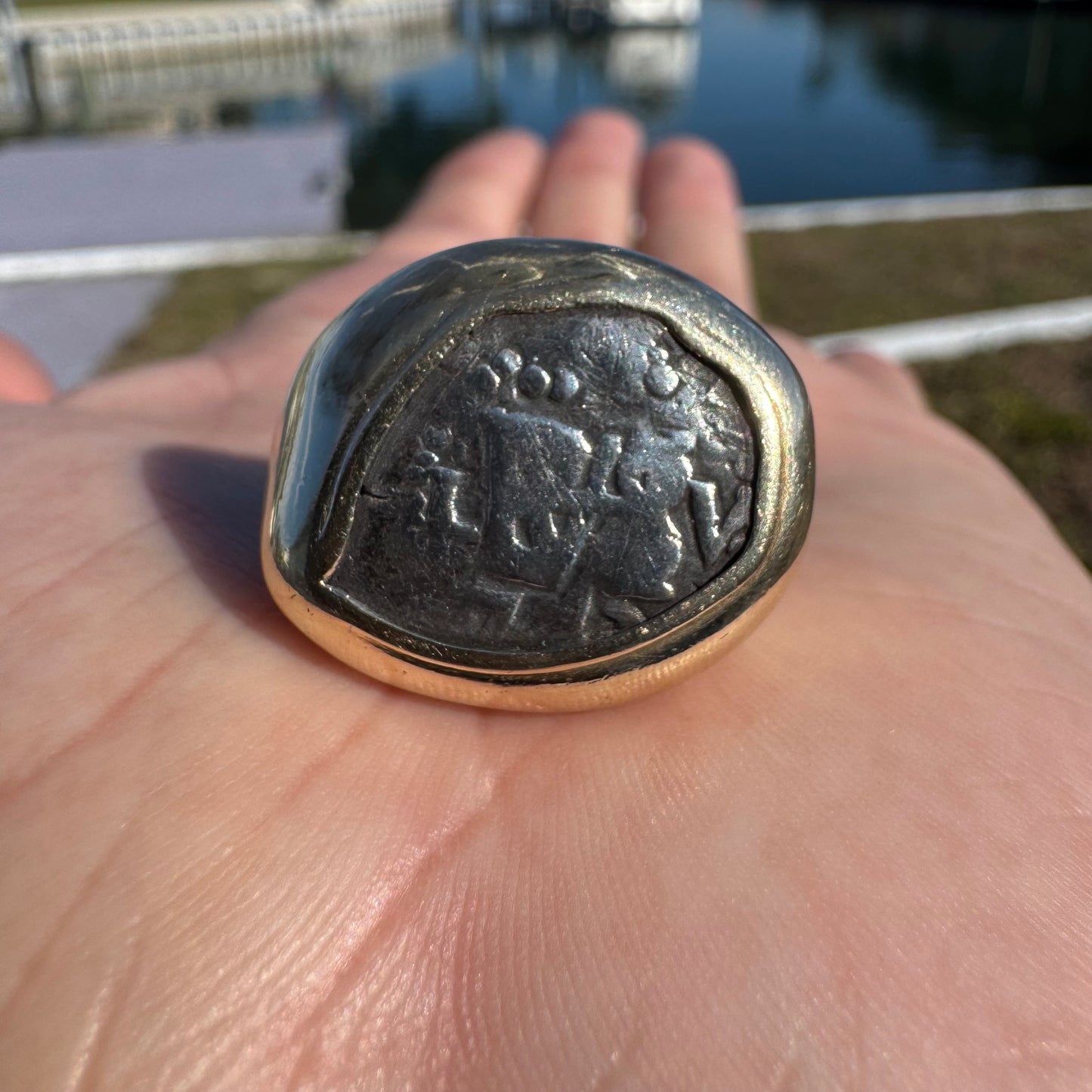1670’s Spanish Cob 14k Yellow Gold Coin Ring (11.5)