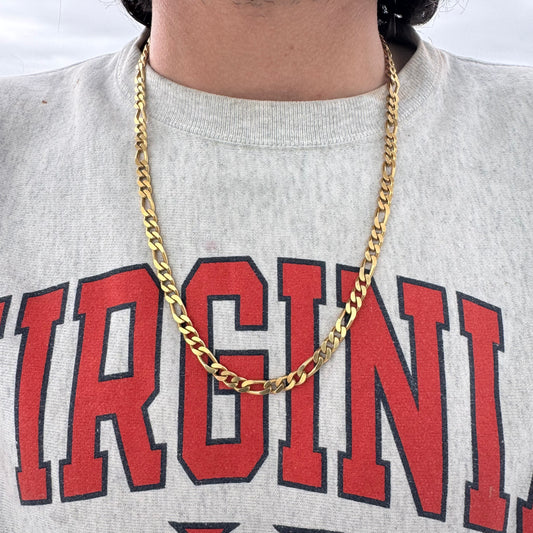 Circa 1970’s Solid 14k Italian Yellow Gold Curbed Figaro Link Necklace (23.5”)