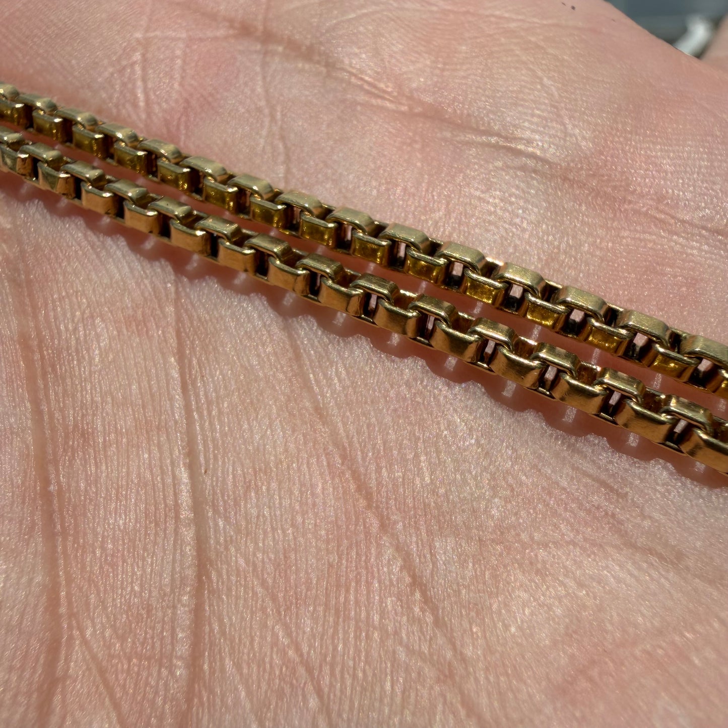 Vintage Solid 18k Yellow Gold Heavyweight Venetian Box Link Necklace (22”)