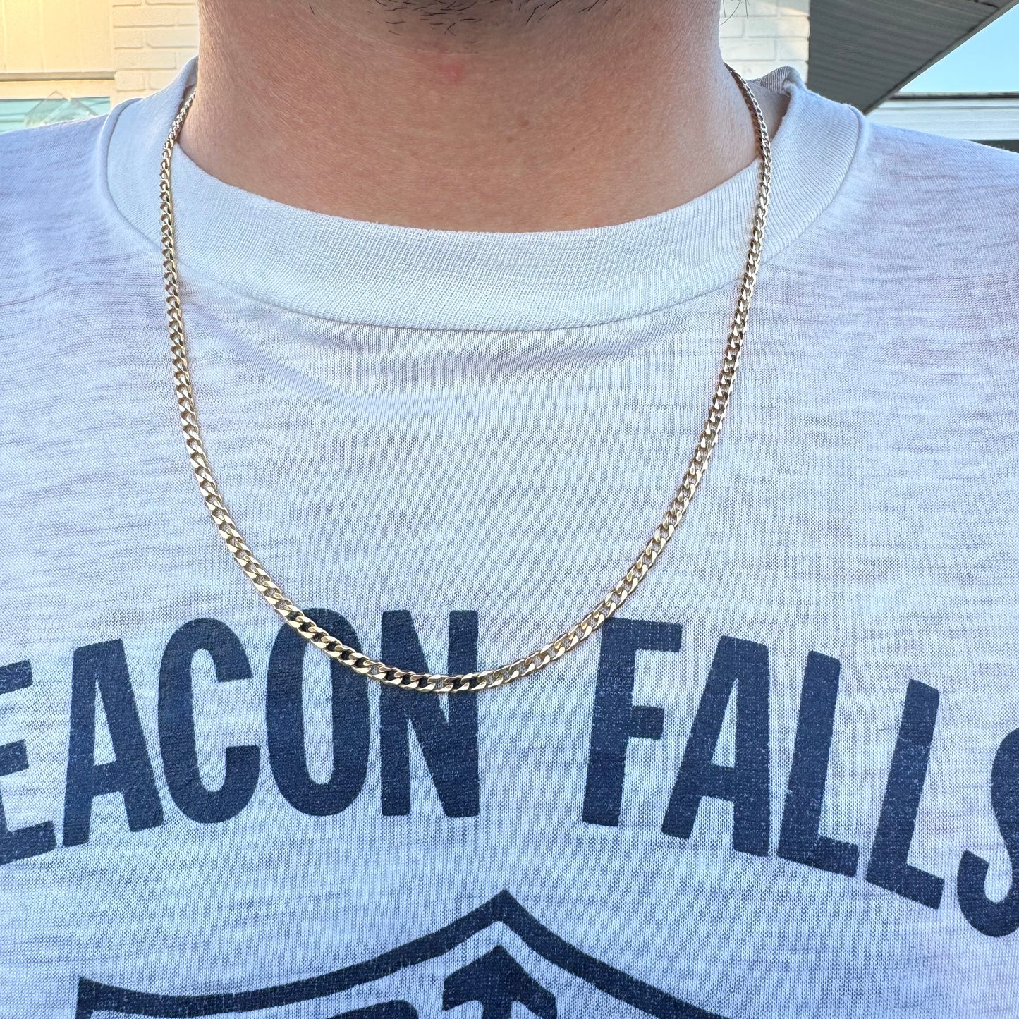 Vintage Solid 14k Yellow Gold Knife Edged Cuban Curb Link Necklace (20.5”)