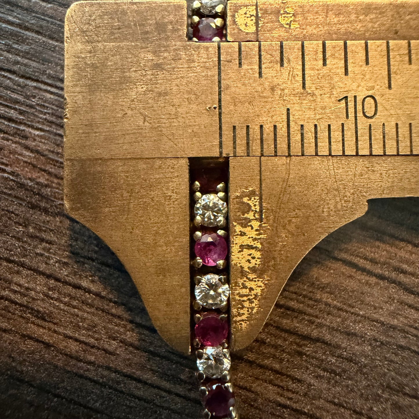 Vintage Solid 14k Yellow Gold 3.0ctw Natural Diamond And Ruby Tennis Bracelet (6.5”)