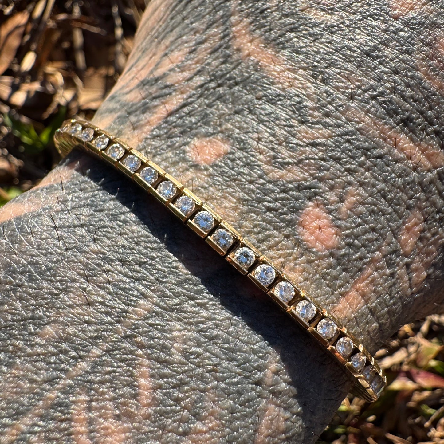 Vintage Solid 14k Yellow Gold 3.5ctw Natural Diamond Tennis Bracelet (6.75”)
