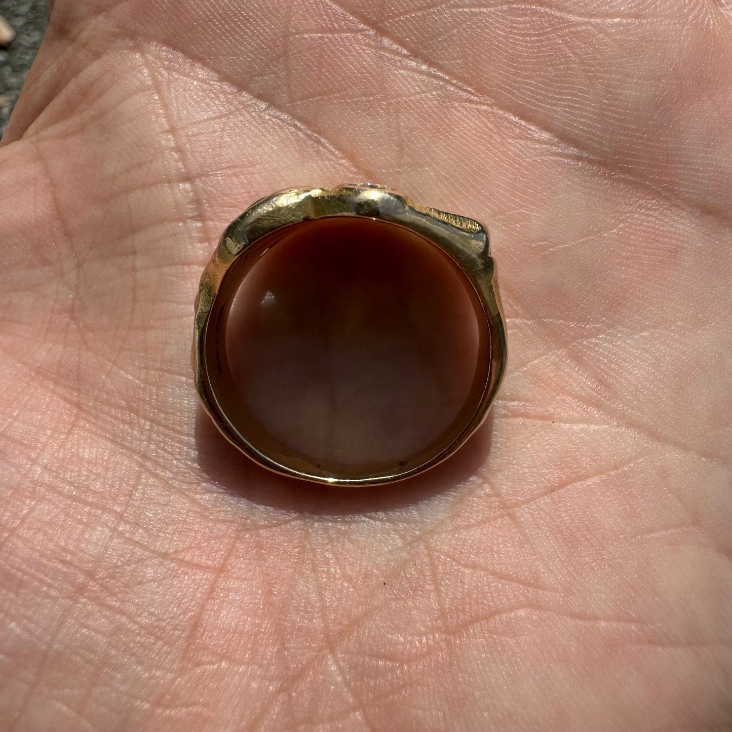 Art Nouveau Solid 14k Yellow Gold Mermaid Scroll Signet Ring (11)