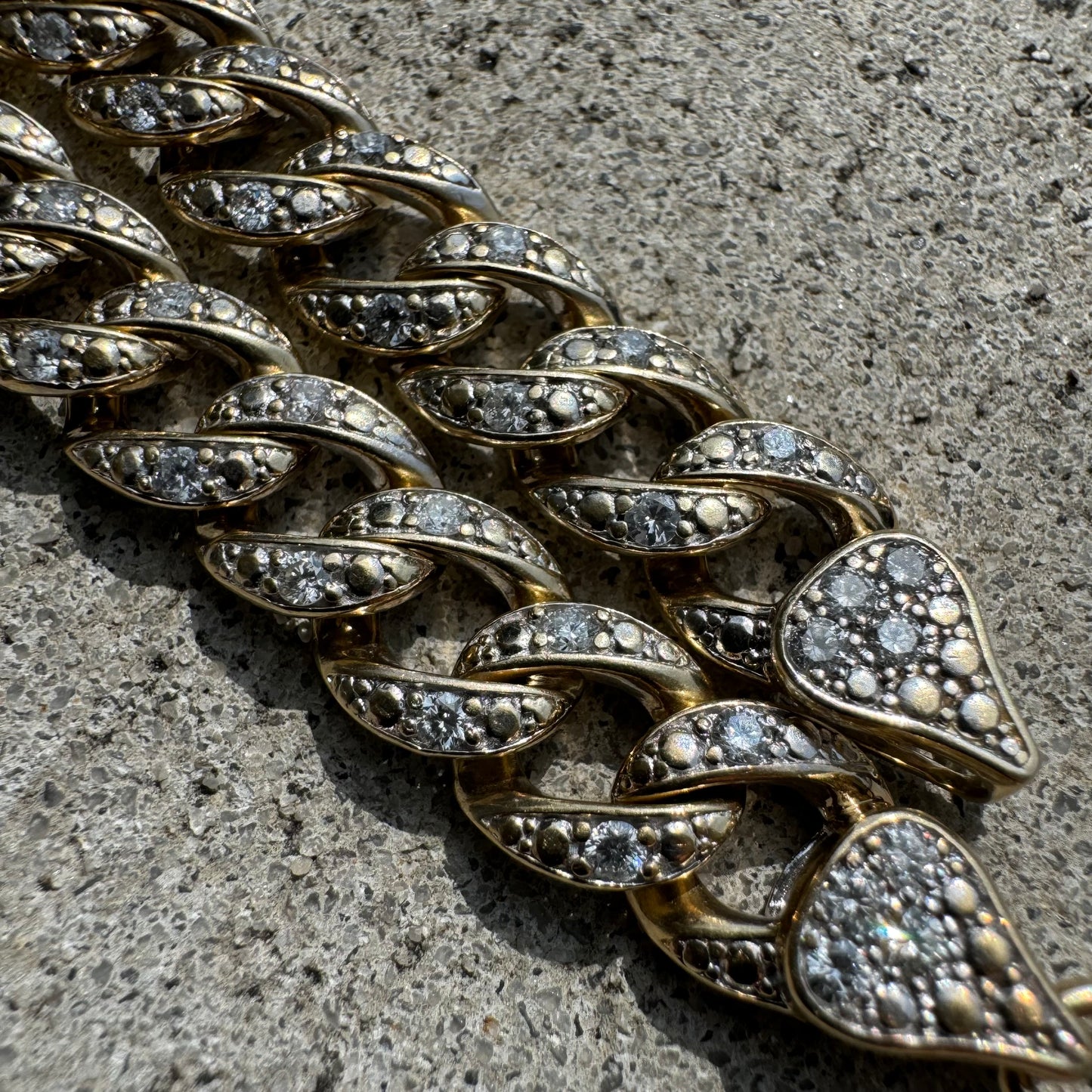 Vintage 2.25CTW Natural Diamond Flooded 10k Yellow Gold Cuban Link Bracelet (8.5”)