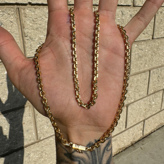 Brand New Solid 18k Gold Handmade “Biker Chain” Anchor Link Necklace (22”)