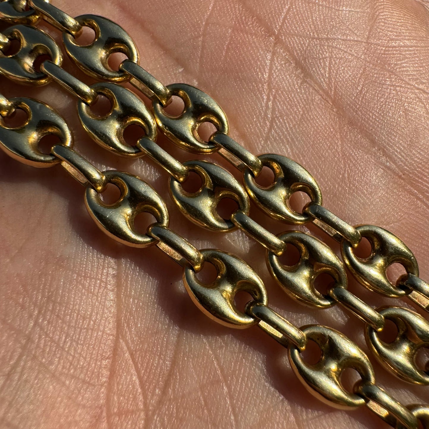 1970’s/80’s Semi-Solid 14k Yellow Gold Classic Puffed Gucci Link Necklace (26.5”)
