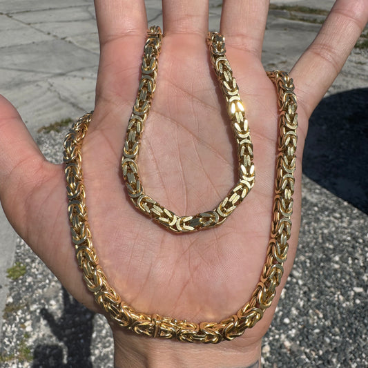 Vintage Solid 14k Yellow Gold Heavyweight Byzantine Link Necklace (20.5”)