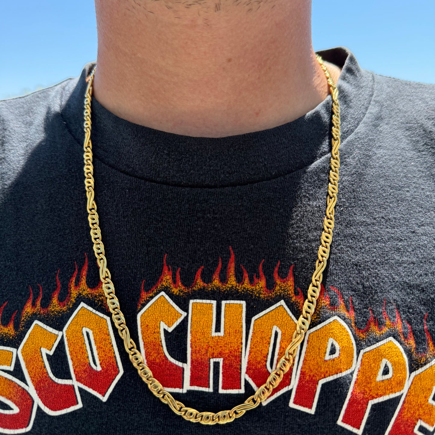 Vintage Italian Designer 18k Yellow Gold Tony Soprano Style Mariner Link Necklace (24”)