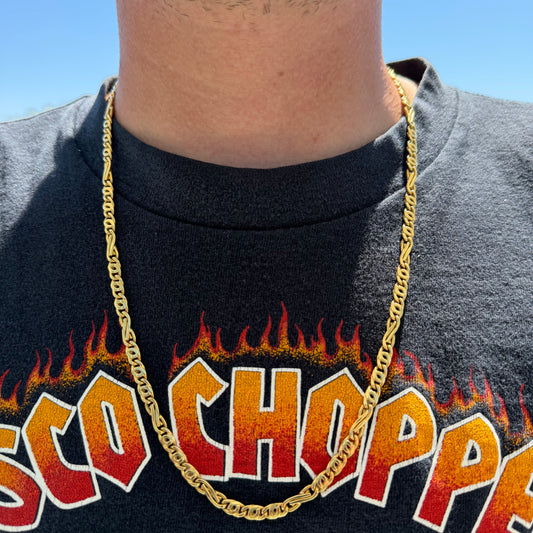 Vintage Italian Designer 18k Yellow Gold Tony Soprano Style Mariner Link Necklace (24”)