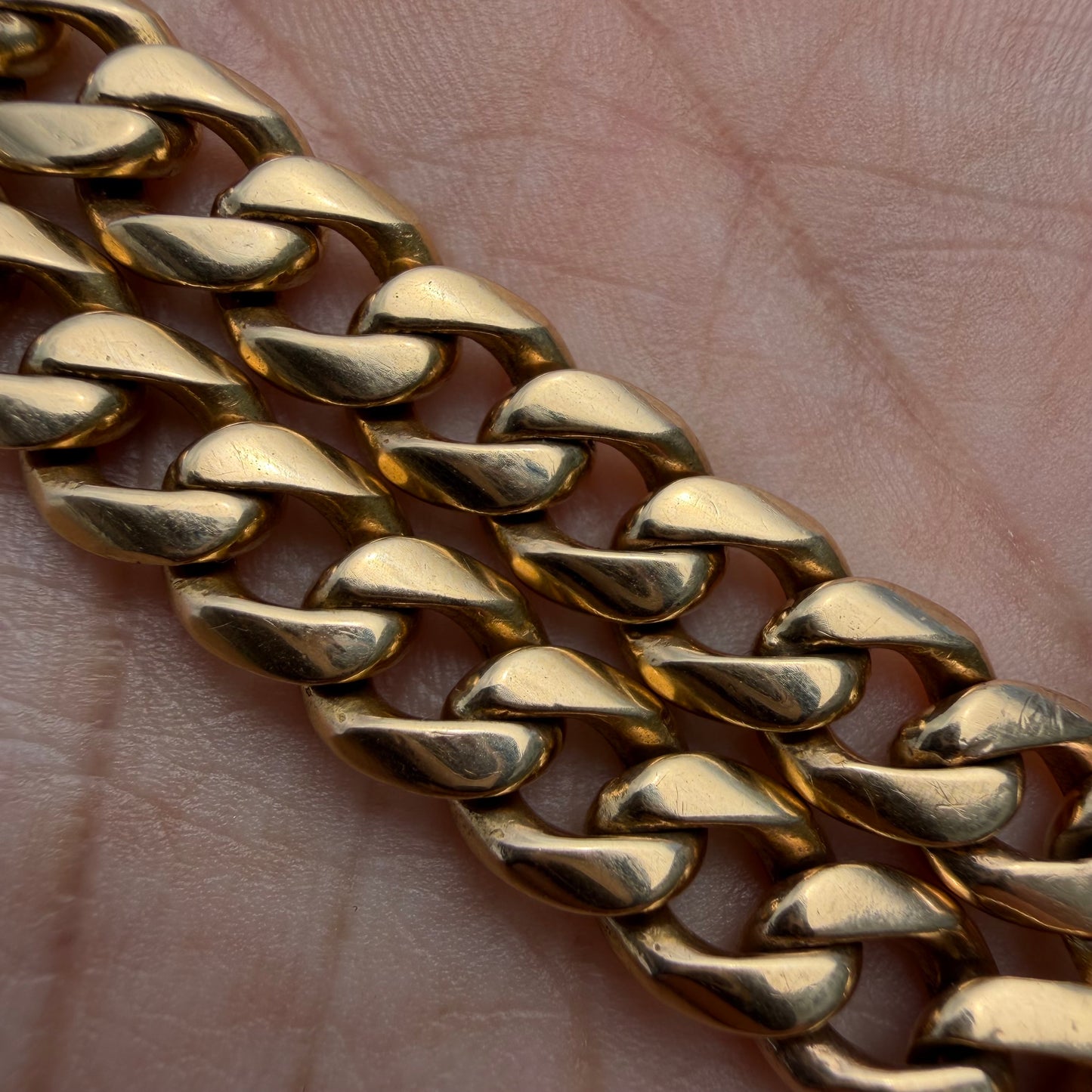 Vintage Solid 18k Yellow Gold Custom Made Heavyweight Harley-Davidson Curb Link ID Bracelet (7.25”)