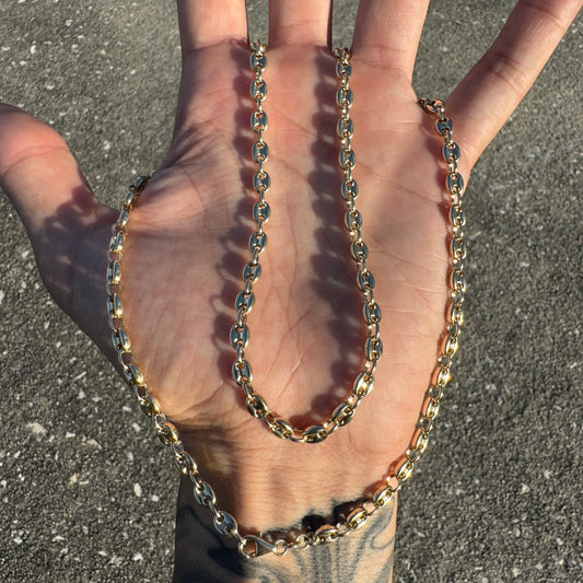 Brand New 14k Yellow Gold Classic Puffed Gucci Mariner Link Necklace (24”)