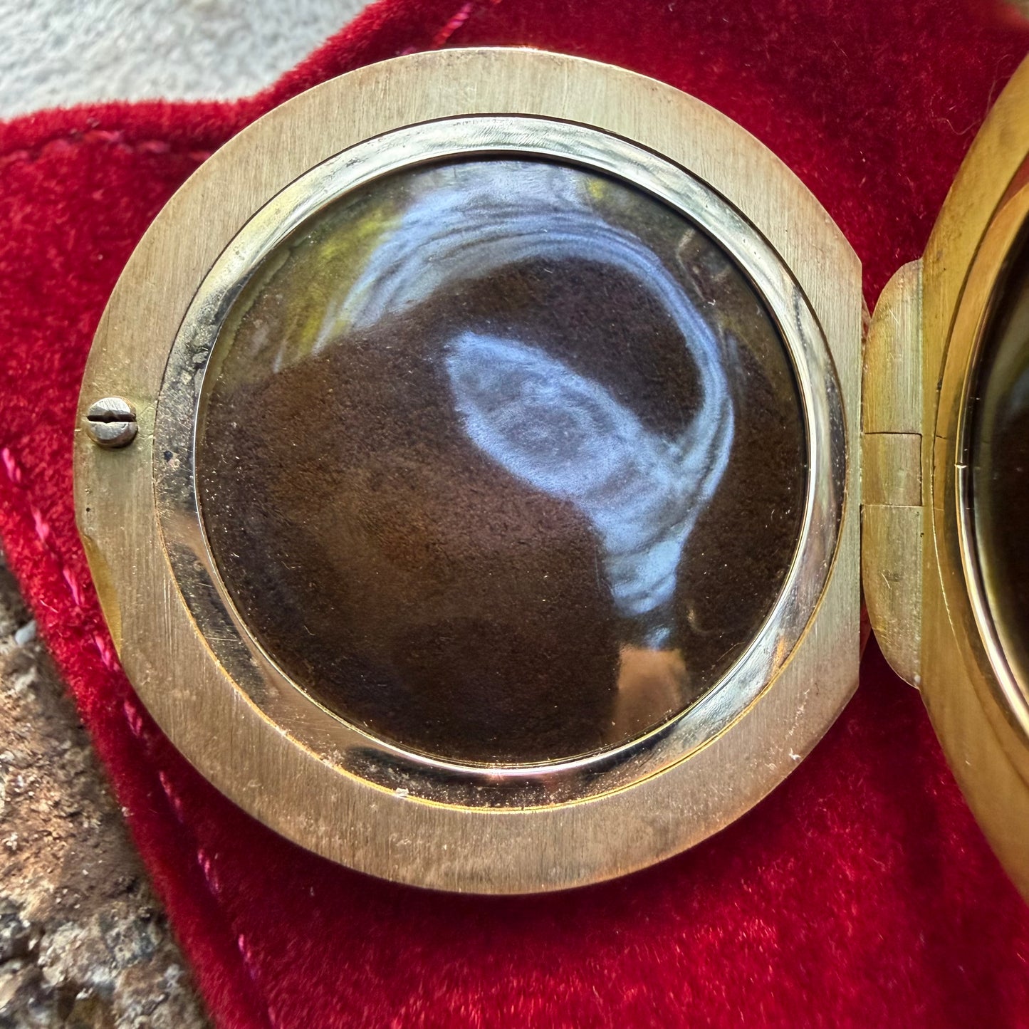 1950’s Cartier Solid 18K Yellow Gold Guilloche Enamel Locket Pendant