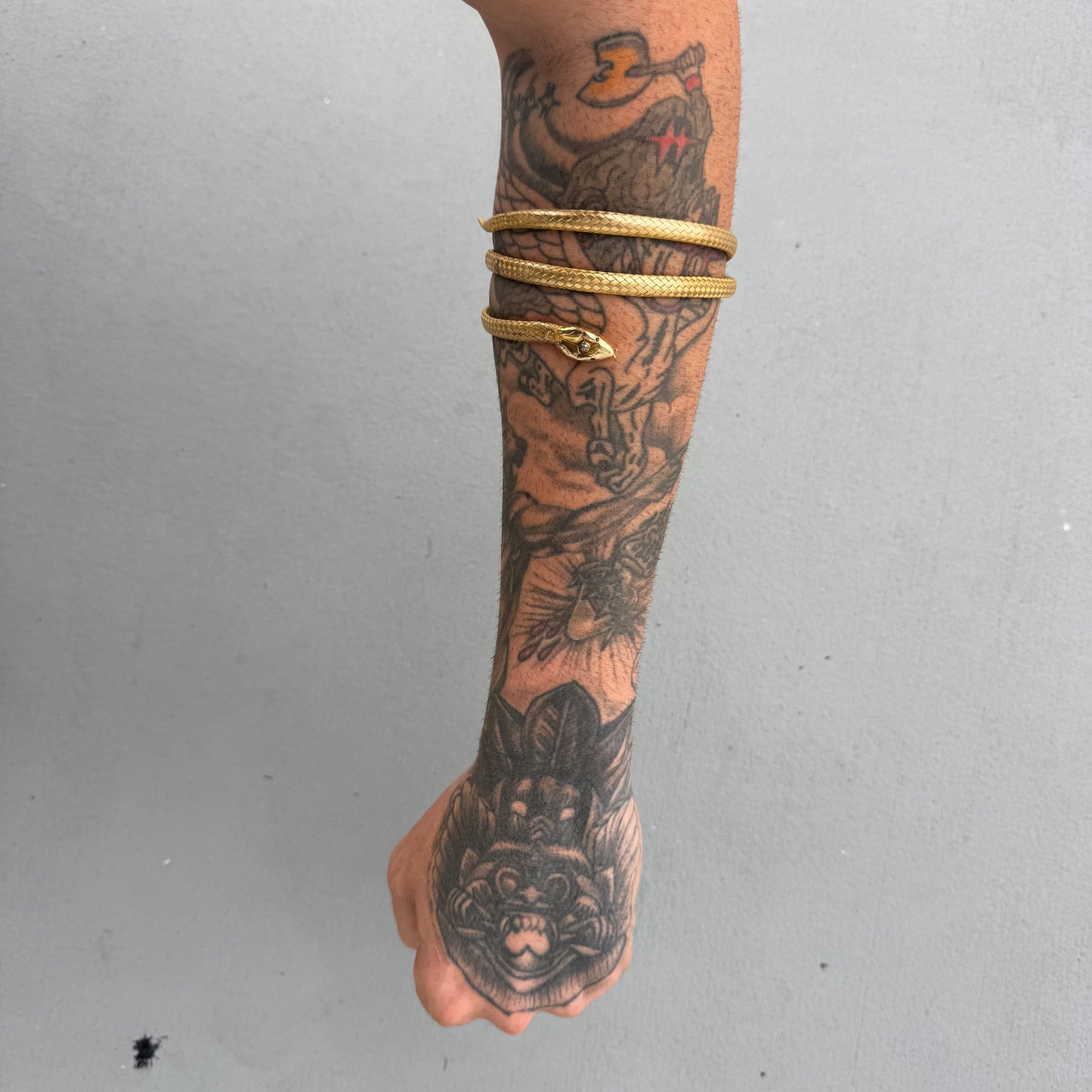 Circa 1840’s Early Victorian 19.7k Yellow Gold Woven Flexible Snake Band (24”)