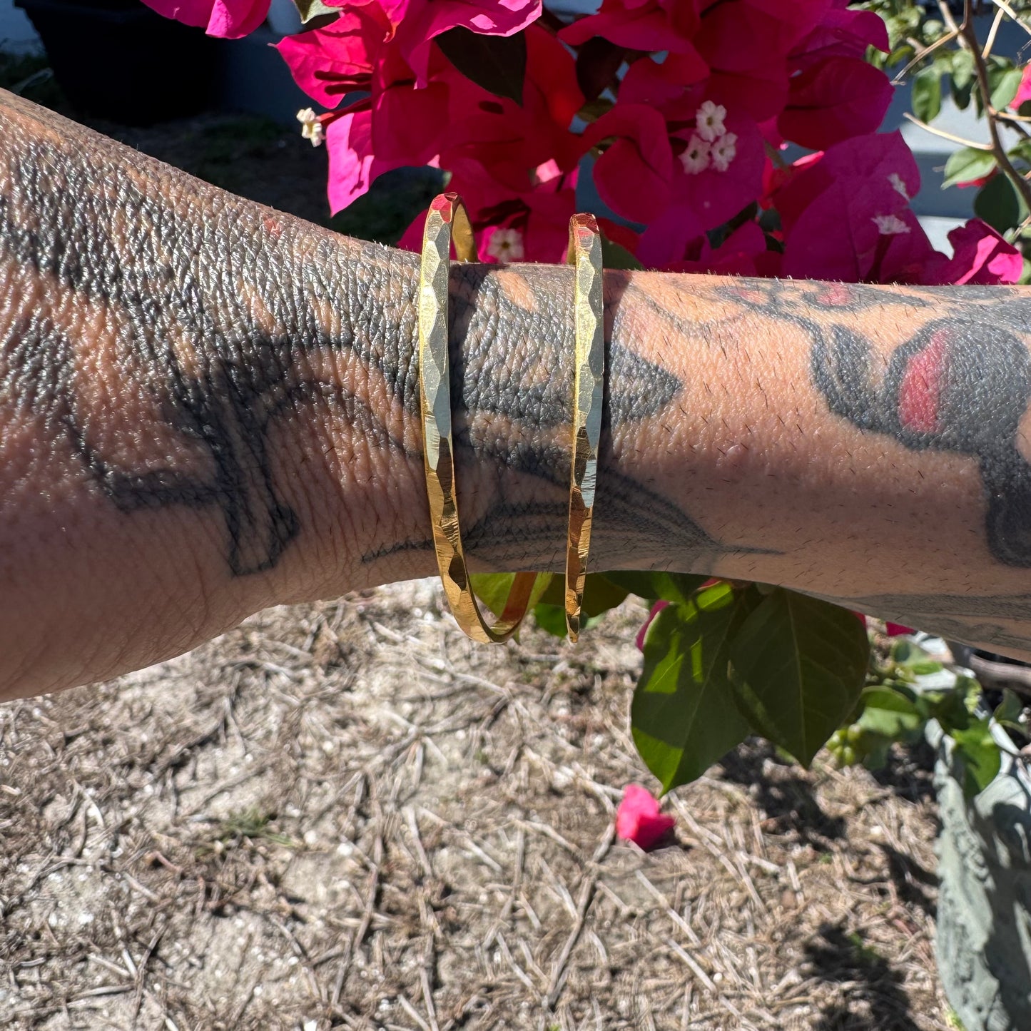 Vintage Solid 22k Yellow Gold Natural Ruby Wraparound Snake Bangle Bracelet (One Size Fits All)