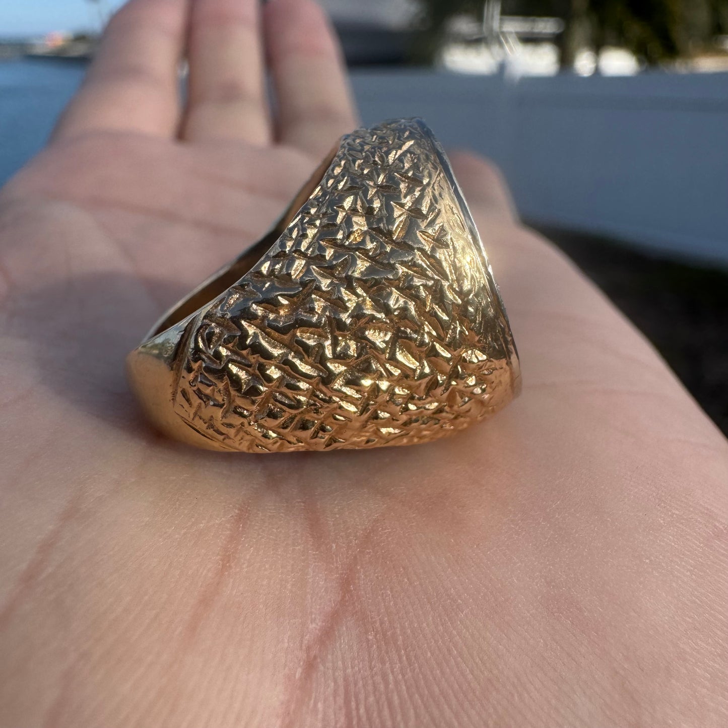 1853 $1 Gold Liberty Coin (22k) Solid 14k Yellow Gold Natural Diamond Halo Nugget Ring (7)