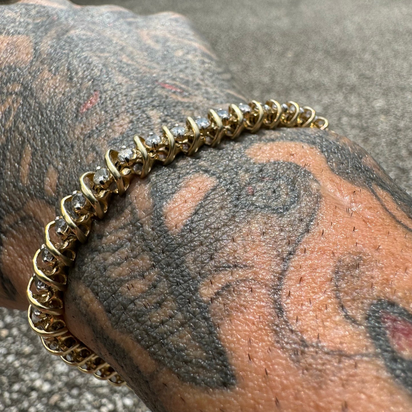 Vintage 3.0CTW Natural Diamond 14k Yellow Gold Tennis Bracelet (7.25”)