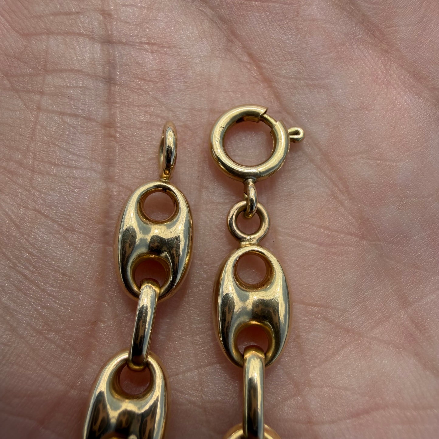 Antique Heavyweight 18k Yellow Gold Classic Puffed Gucci Link Necklace (18.5”)