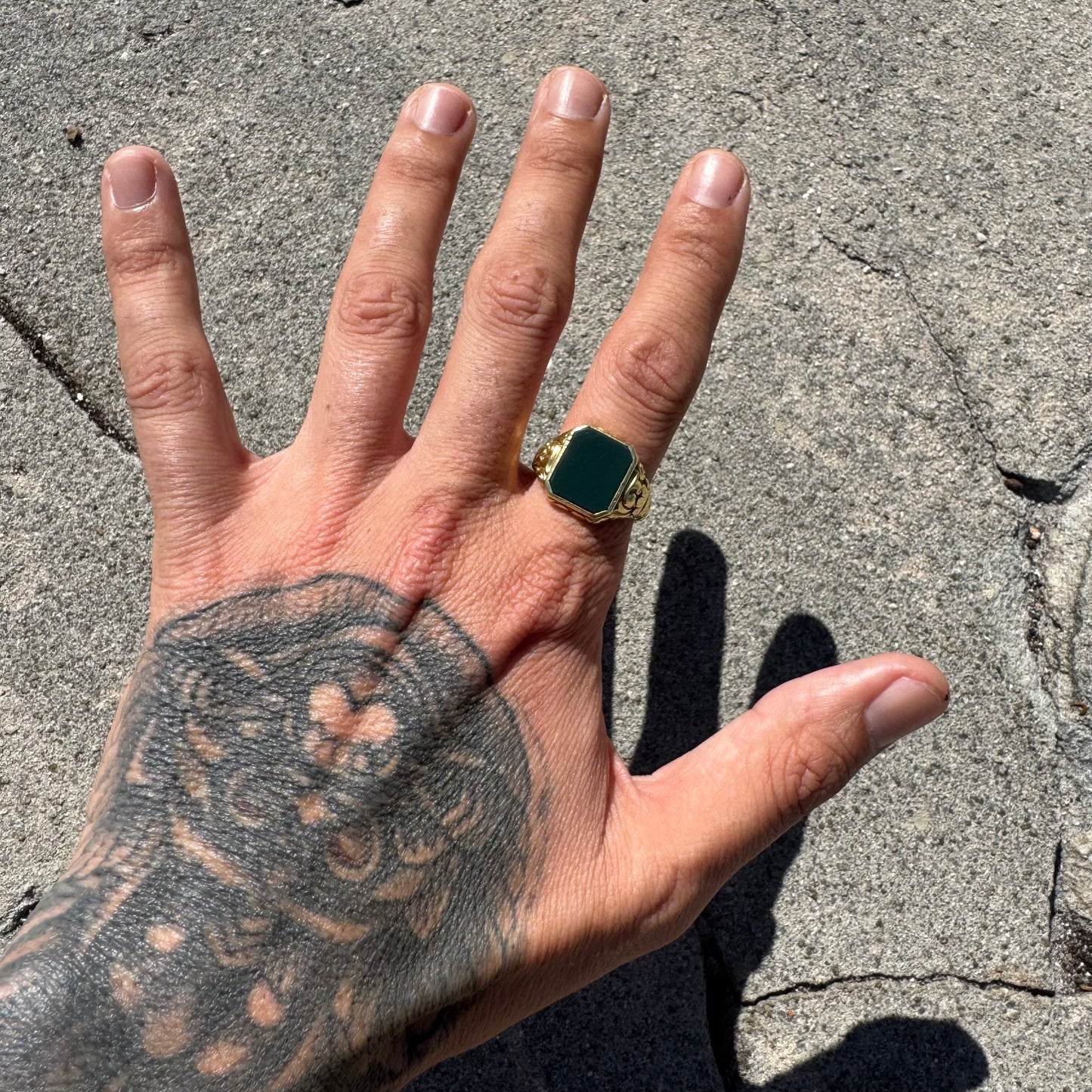 Antique Art Nouveau Solid 18k Yellow Gold Bloodstone Signet Ring (10)