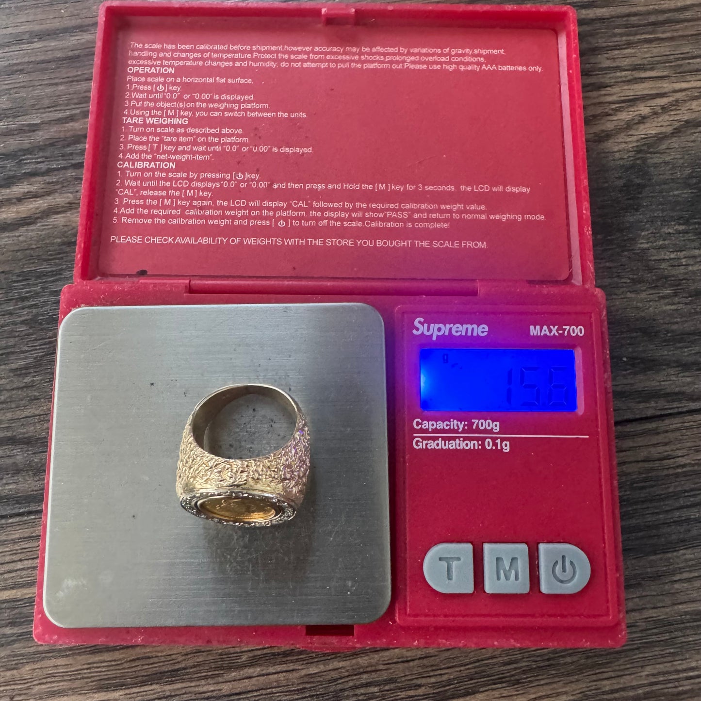 1853 $1 Gold Liberty Coin (22k) Solid 14k Yellow Gold Natural Diamond Halo Nugget Ring (7)