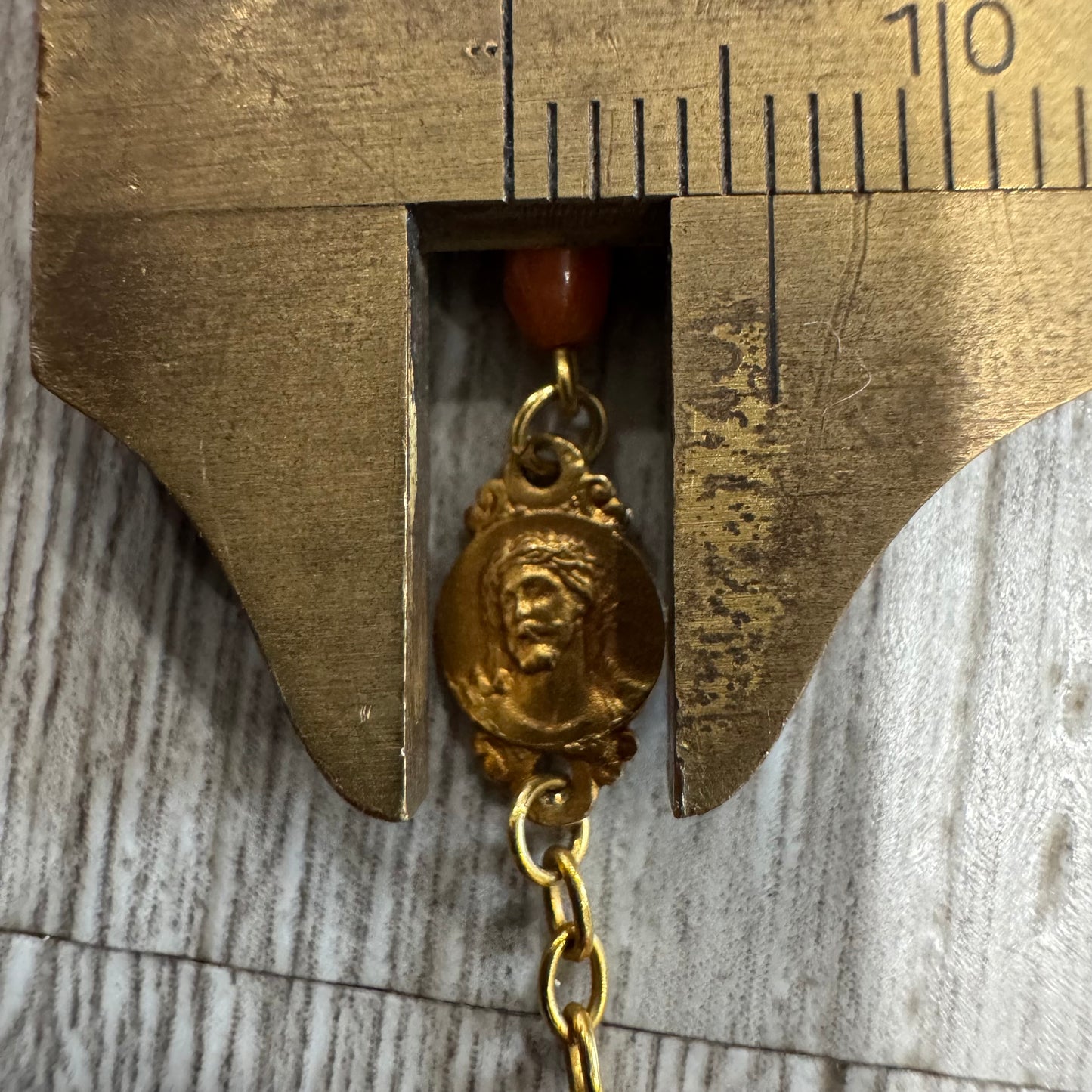 Antique French Hallmarked 18k Yellow Gold Angel Skin Coral Rosary Necklace (23”)