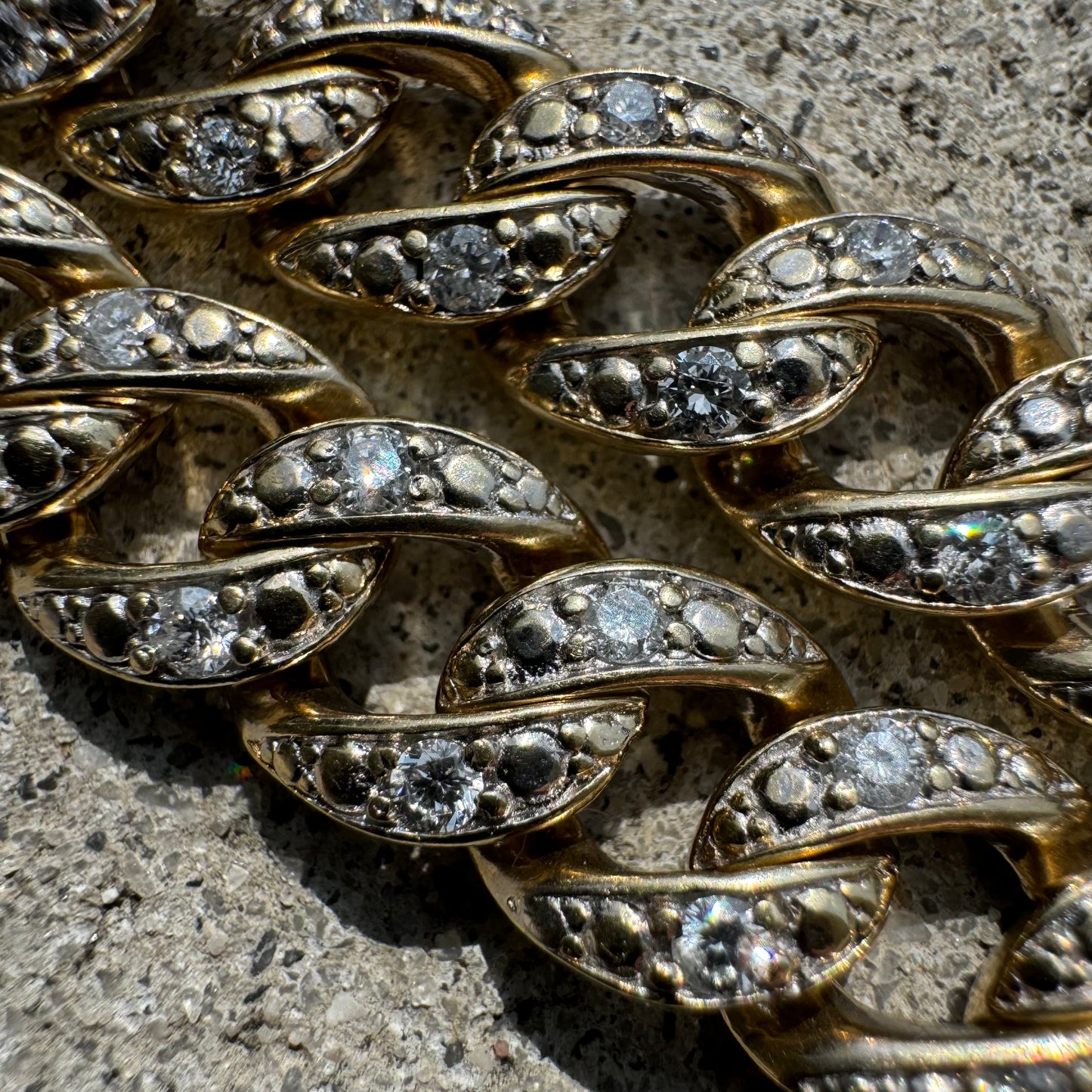 Vintage 2.25CTW Natural Diamond Flooded 10k Yellow Gold Cuban Link Bracelet (8.5”)