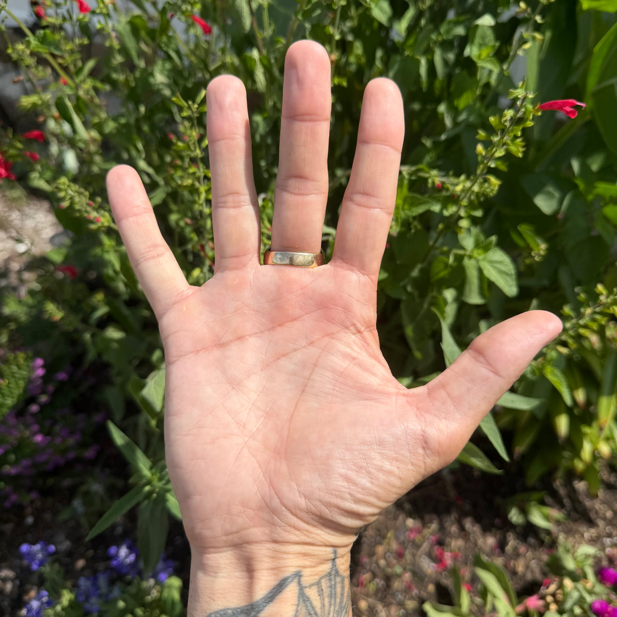 Mid-Century Solid 14k Yellow Gold Natural Diamond Heavyweight Soothsayer Ring (13)